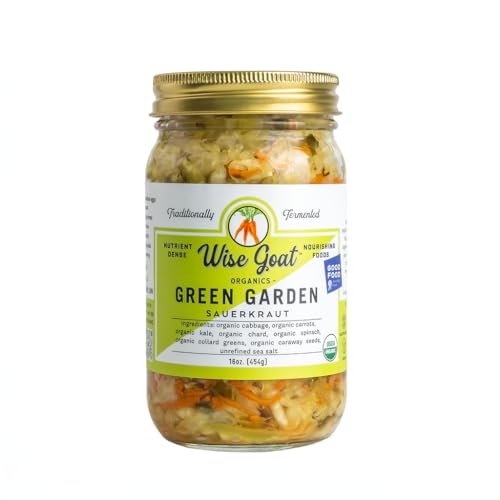 Raw Organic Fermented Sauerkraut, “Green Garden” Variety [Vegan, Gluten Free, Non-GMO,...