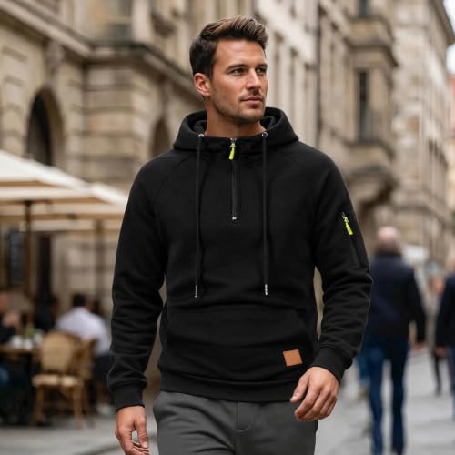 Mens Hoodies Pullover Tactical Quarter Zip Sweatshirt With Pockets - image 5