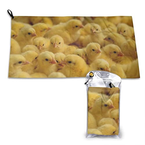 BAFAFA Little Chickens Serviette de plage imprimée à séchage rapide en microfibre compacte, légère et douce pour voyage, salle de sport, piscine, yoga – 40,6 x 80 cm