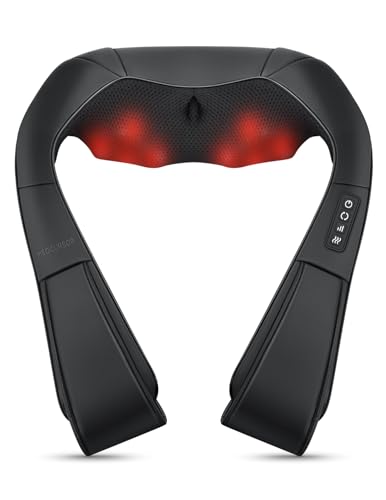 Medcursor Neck Massager, Portable Electric Neck and Back Massager with Heat, Deep Tissue 3D Kneading Pillow for Muscle Pain Relief, Ideal Father’s Day Gift, Not Cordless