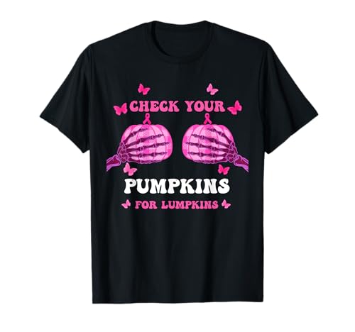 Check Your Pumpkins Breast Cancer Awareness Halloween Women T-Shirt