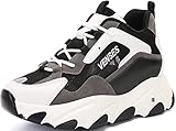  GILKUO Zapatillas Cuña Interior Mujer Verano Zapatillas Altas Deportivas Deporte Plataforma Sneakers Zapatos Cuña Talón 9cm Negro 35