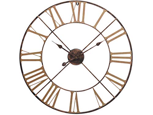 BIL Huge 70cm Antique Gold OUTDOOR Garden Skeleton Metal Wall Clock Gift