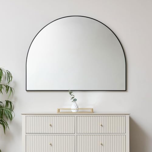 Melody Maison Large Black Arched Wall Mirror 90cm x 120cm