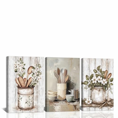 YMXDYMJSW 3 Pieces Boho Kitchen Wall Art Eucalyptus Leaves &