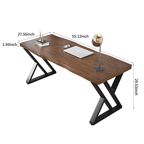 Jmzx Store Solid Wood And Metal Modern Industrial 55 Inch Wide Home Office Desk, Writing Table, Workstation, Perfect Table For Your Workspace Study Table Furniture In Rustic Natural Aged Brown #TOP1