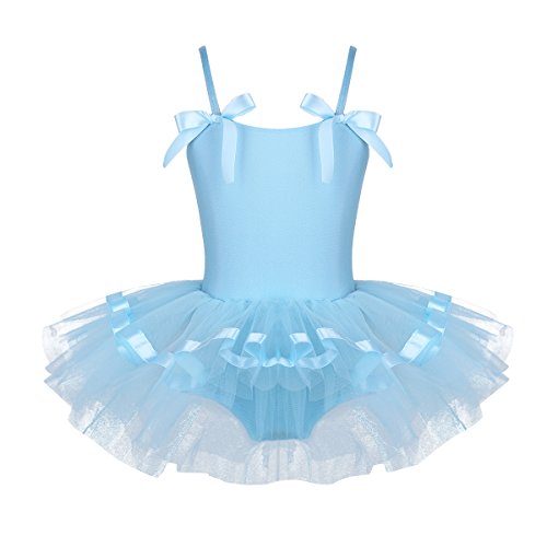 Agoky Baile de Ballet Vestido de Niña Maillot Traje de Ballet Tutú Leotardo Princess Girls Falda de Tul Traje de Carnaval Azul 4-5 años