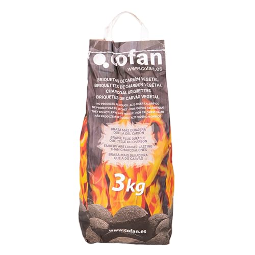Briquetas de Carbón Vegetal | Envase 3kg | Ideales para Barbacoas, Parrillas y Asados