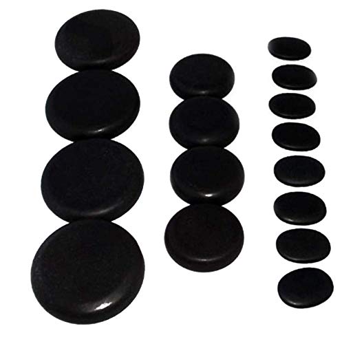 KNH ART AND CRAFT Kanha Handicraft'S (Mt128) Natural Black Obsidian (Basalt Rock) Stone'S Hot And Cold Massage Therapy Massager Set Of 16 Pieces