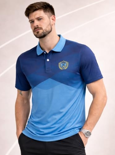 Image of Man Blue Printed Active Wear Sports T-Shirt