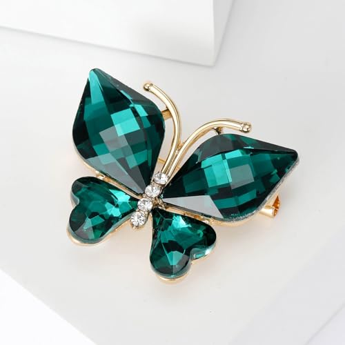Image of Rhinestone Butterfly Brooch Pin for Women Clear Crystal Insect Colorful Birthstone Cartoon Brooches Lapel Pins Dress Accessories Elegant Christmas Theme Party Animal Jewelry