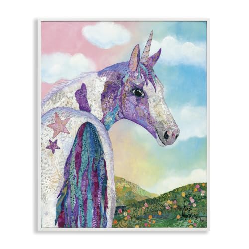 Starry Eyed Unicorn Floral Fantasy, 16 x 20 Inch Framed Giclée Print