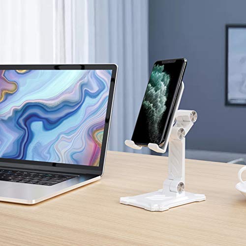 Lurrose Branco Dobrável Suporte Do Telefone Suporte Do Telefone Celular para a Mesa Portátil Ajustáv