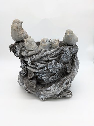 Pot de fleurs nid d'oiseaux cache-pot imitation bois extérieur - 2