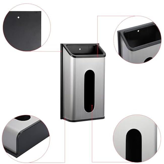 Sumnacon Grocery Bag Dispenser Wall Mount Stainless Steel Bag Dispenser for Plastic Bags Sturdy Grocery Bag Holder with Screws Adhesives Decorative Plastic Bag Holder for Kitchen Pantry Cabinet