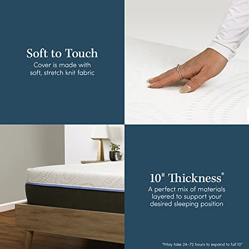 Eluxurysupply Hybrid Memory Foam Mattress | Made In Usa, No Fiberglass | 10 Inch Gel Infused Memory Foam + Pocketed Coils Hybrid Mattress | Certipur-Us Certified, Queen Size Mattress #TOP30