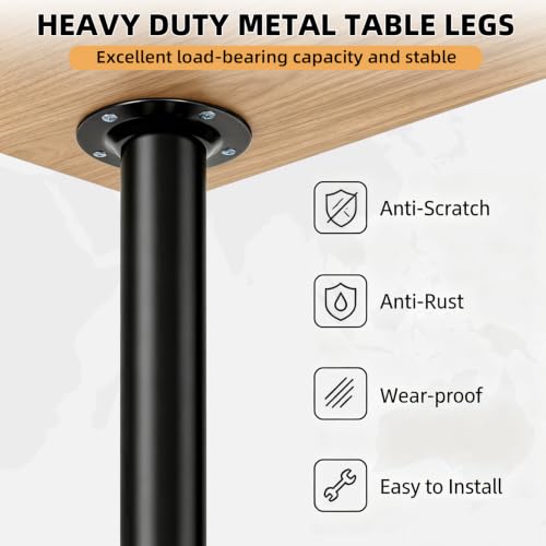 Image of QLLY 6 Inch Adjustable Metal Coffee Table Legs, Heavy Duty Round Furniture Legs with 1 inch Leveling Feet for Ottoman, Bench, End Table and Sofa Replacement, Set of 4 (Black)