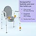 Medline 3-in-1 Steel Bedside Commode, Elongated Seat, Sturdy Folding Frame, 7.5 QT. Bucket, 350 lb. Weight Capacity, Clip-on Seat, Easy Cleaning, Tool-Free Assembly, Gray