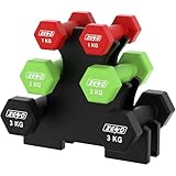 ZENO Dumbbells Set | Dumbbells Set Women | Sweat Resistant Weights for Women with Storage Stand | Vinyl Coated for Ultimate Grip | Weights for Pilates & Home Workouts | Includes 1KG, 2KG, 3KG | Bloss