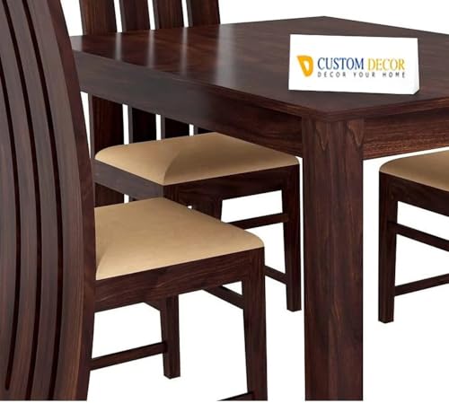 Image of RECTART Solid Wood Dining Table Set with Chairs for Living Room Home | Wooden Dining Room Sets Furniture for Hotels and Restaurants | (Walnut Foster, 4 Seater with Bench)