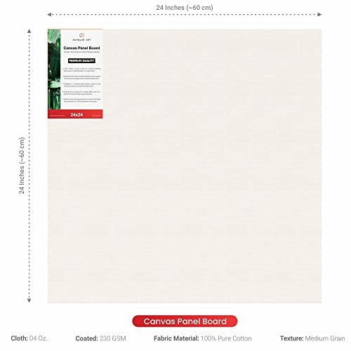 Image of Scholar Art Hobby Series 04 Oz (230 GSM) 100% Cotton Canvas Panel Board for Painting (White Blank Canvas Boards for Acrylic Paint, Oil Paint, Wet & Dry Media) | 24 inchx24 inch (60x60 cm), Pack of 4