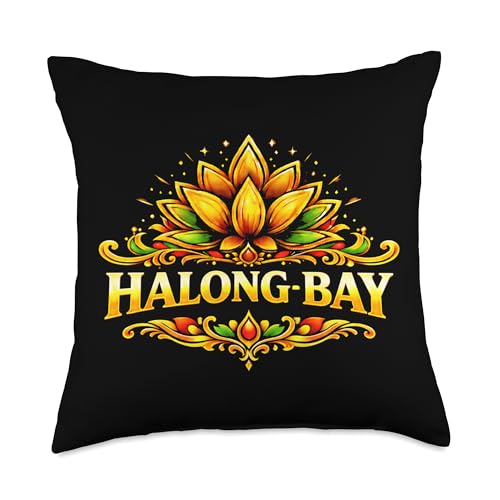 Halong Bay Vietnam Lotus Travel Landscape Design Throw Pillow