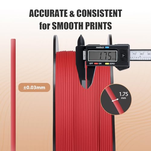Image of ERYONE Matte PLA Lite 3D Printer Filament 1.75 + /- 0.03mm, Matte Filament 1KG(2.2LBS) Spool, Prue Red