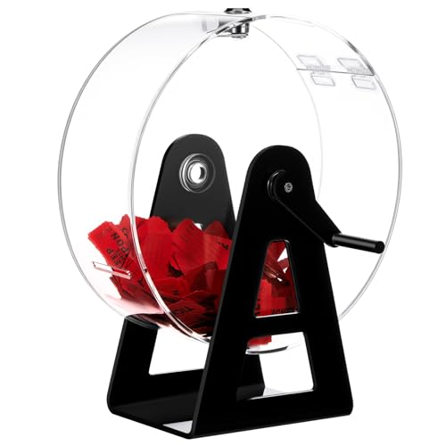 Leinuosen Acrylic Raffle Tickets Drum, 12 x 5 x 10 Inches Ferris Wheel Clear Raffle Tickets Spinner Cage with Handle, Transparent Spinner Box for Draw Games, Party Activities(Black)