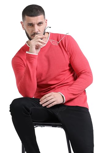 Image of fanideaz Mens Popcorn Textured Cotton Full Sleeve Round Neck T Shirt for Men Soft and Breathable Fabric Trendy Look Regular Fit Ideal for Daily Casual Wear