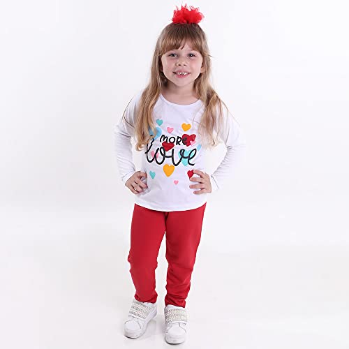 Kit 8 Artigos Roupas Para Meninas Infantil 4 Blusas Meia Estação + 4 Calças Lisas Moleton Tamanho:6