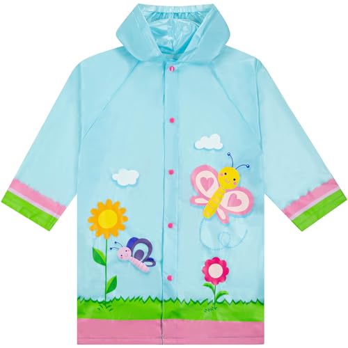 Puddle Play Kids Waterproof Hooded Rain Slicker – Lightweight Outwear Jacket in Fun Designs, Sizes 2-9 Years