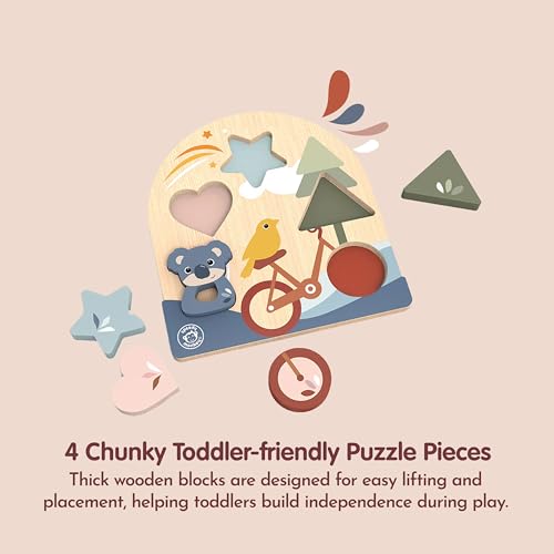 Image of SPEEDY MONKEY Early Learning Puzzle for Toddlers 12m+ 4-Piece Sorter | 4-piece shape color sorter, sorting & stacking toys, cognitive fine motor learning, preschool, early development, wooden toy