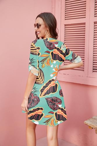 Image of Ekouaer Bathing Suit Cover Up for Women V Neck Button Down Swimsuit Coverup Beach Dress Shirt S-3XL