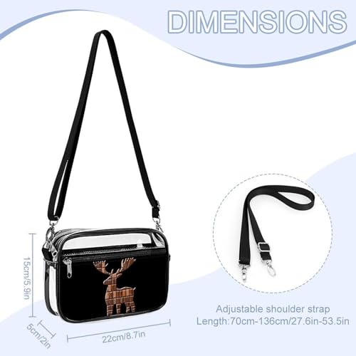 Chocolate Reindeer Christmas Women's Clear Crossbody Purse Bag Transparent Bags Pocket for Concerts Sports Festivals2