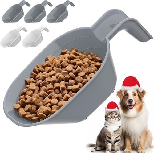 DDMOMMY 5 Pack Dog Food Scoop Set, Cat Food Scoop, Plastic Pet Food Scoop Measure 1 Cup and 1/2 Cup, Fits Any Container Diameter Stuck-Proof, Multi Purpose For Dog, Puppy And Cat