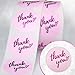 500 Pcs Thank You Stickers Roll – 1.5” Pink Round Labels with Purple Hot Stamping Foil Script & Heart Design, Elegant Small Business Packaging Stickers for Bags, Boxes, Envelopes & Party Favors