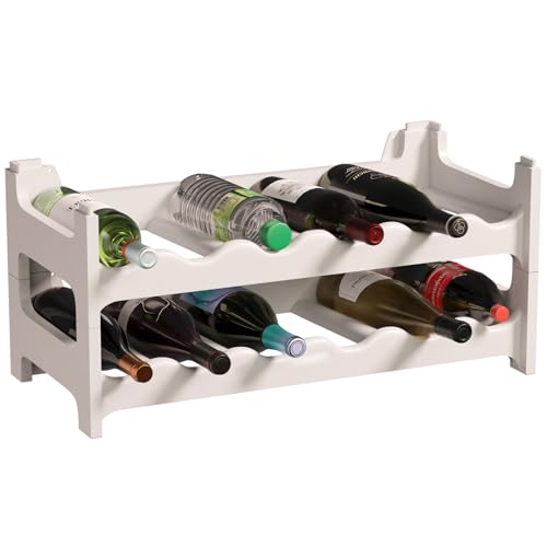 ARTECSIS Casier à Bouteilles pour 12 Bouteilles, Étagère à Vin, Range Bouteille en Plastique Blanc