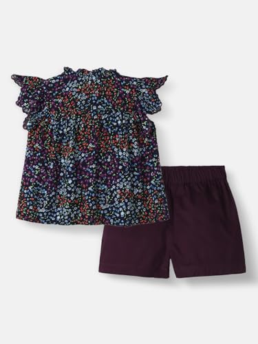 Image of Nautinati Baby Girls Printed Flutter Sleeve Top with Shorts Clothing Set | Age 0-3 Years