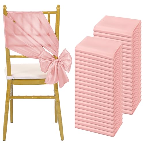 Teruntrue 60 Stück Satin-Stuhlschärpen, Schleifen, universeller Stuhlbezug, rotgoldene Stuhlschärpen für Hochzeitsempfänge, Bankette, Partys, Hotelveranstaltungen, Stuhldekoration (17 x 200 cm)
