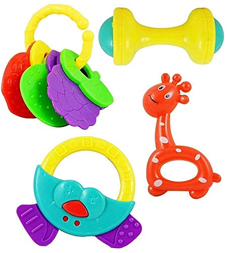 Image of Famous Quality Colorful Rattles for Little Babies, 4 Cute Toys for Toddlers, Baby Rattles for Little (1 Set of 4 Rattle,Multi Color)