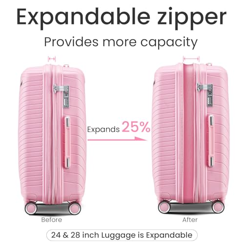 4 Piece Luggage Sets, Expandable Lightweight Suitcase with 360° Spinner Wheels2