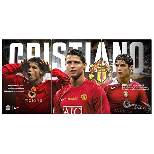 Image of Posternet Football Legend Inspired Wall Poster Set of 3 | 12 x 18 Inch Sports Wall Art | Premium 170 GSM Paper Print | Football Fan Room Decor for Bedroom, Gaming Room, Gym, Office & Study