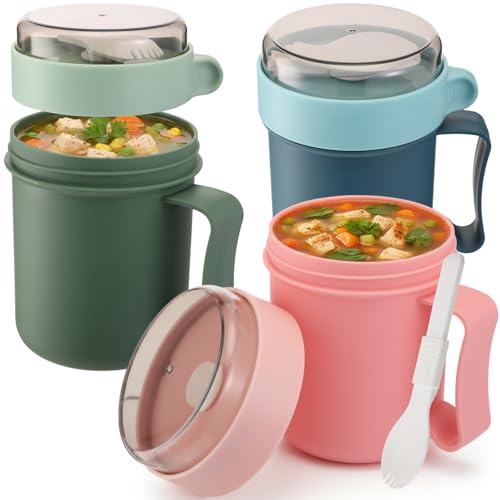 Ferrochef 3 Pack 13.5 oz Microwave Soup Mug with Lids