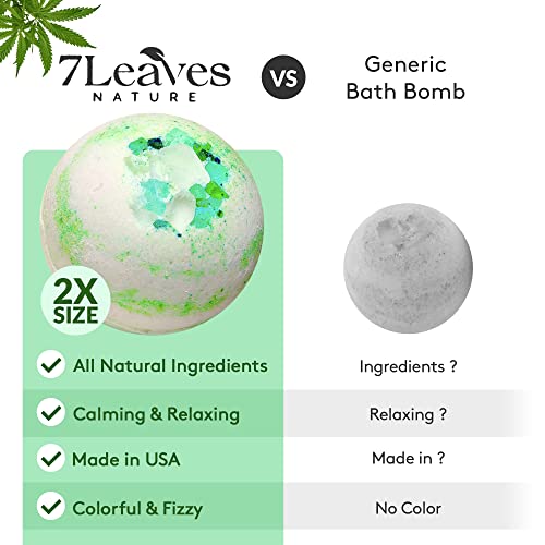 7Leaves Nature Hemp Bath Bomb, Jasmine. All-Natural , Large 6Oz. Fizzies, Skin Moisturizer #TOP2