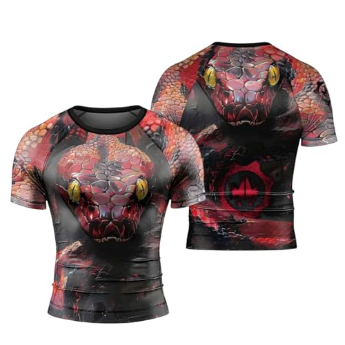 Snake Men's Rash Guard Shirts Short Sleeve, Baselayer Compression Shirt for Jiu Jitsu MMA - Main Image