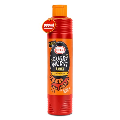 HELA - Currywurst Sauce 800ml fruchtig-pikante Currysauce für Bratwurst & Pommes mit Tomatenmark Apfelpüree & Curry ohne künstliche Farbstoffe Geschmacksverstärker - klassischer Imbissgeschmack