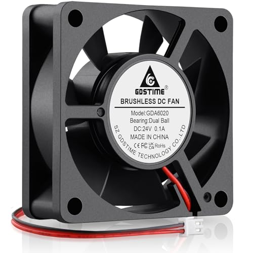 GDSTIME 60mm x 20mm 24V DC Computer Case Brushless Cooling Fan 2 Pin Dual Ball Bearings for Ender 3 Pro 3D Printer Smart Battery Charger Power Supply Storage Devices