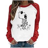 Halloween T Shirt Damen Oversize,10Er Pack T Shirts T Shirt T Shirt Bemalen Damen T Shirt Damen Lustig Langarmshirt Damen Eng Italien Top Frauen Schulterfrei Oberteil Lauf Shirts Damen(7-Weiß,XXL)