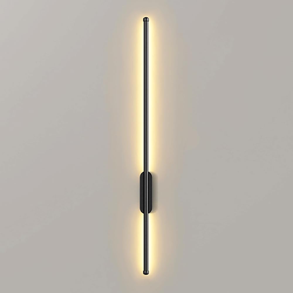 Mjsdjof Linear Long Tube Wall Lamp, Metal Flute Wall Light with Silicone Lampshade, Black Strip Wall Sconce, Modern LED Wall Lamps, Ultra-thin Bedside Wall Lights Fixture