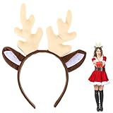 Beavorty Diadema con cuernos de Papá Noel, decoración navideña, elementos para el pelo, accesorios de Navidad, diadema de cuernos de Navidad, accesorio para el pelo, diadema de tela, vestido lindo,